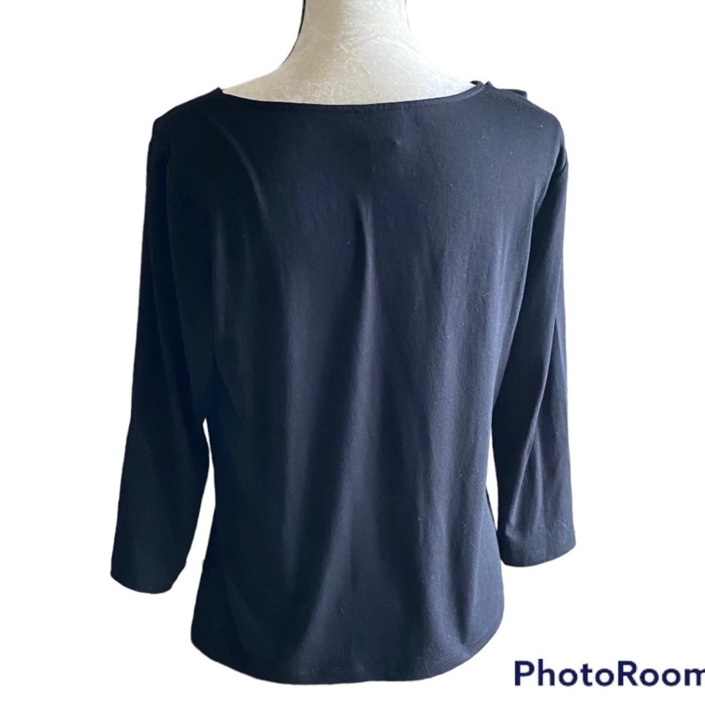 RUBY RD.-BLACK ROSETTE TOP-SIZE MEDIUM - Picture 5 of 6